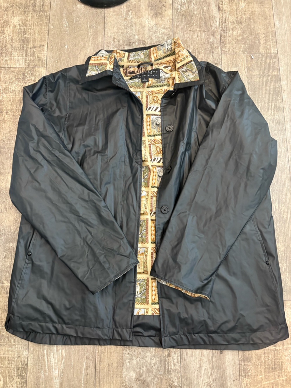 Men's Black Lightweight Shirt‎ Jacket with Patterned Lining